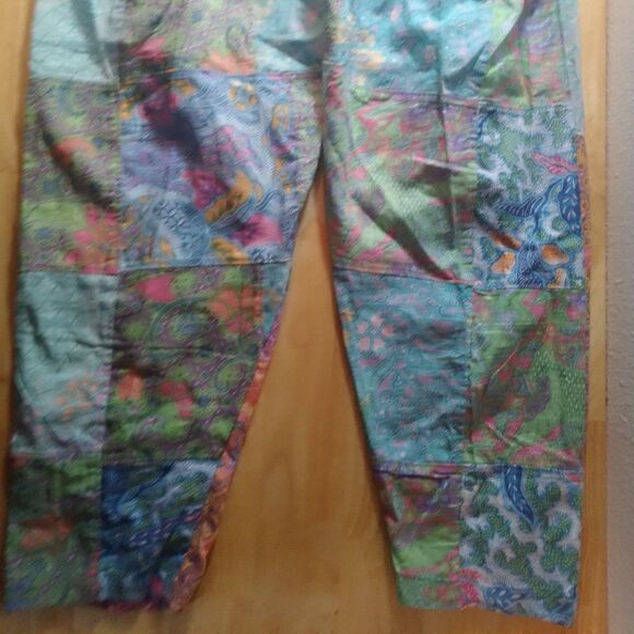 Vintage Floral Madras Boho Hippie Patchwork Festival Sweat Pants - Picture 7 of 7